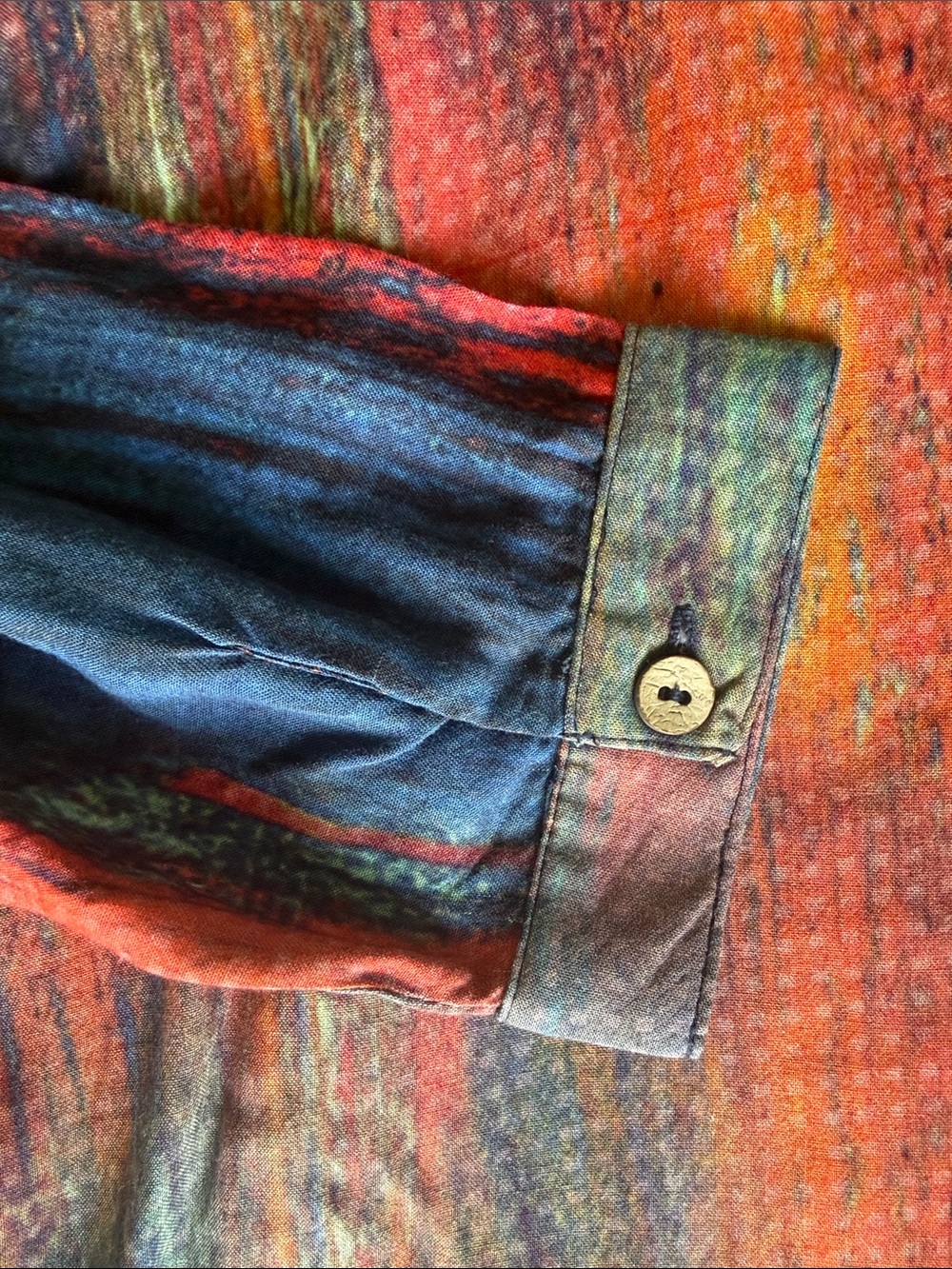 Abstract Striped Pullover Tunic in Orange, Blue & Green. SKU 419 - Picture 3 of 6